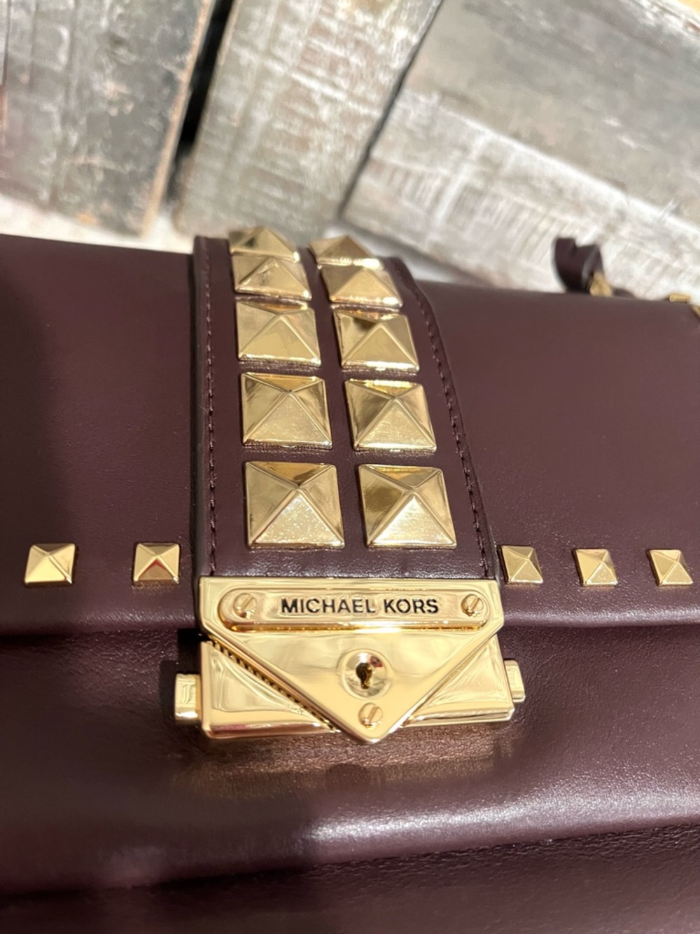 MICHAEL KORS CeCe Studded Convertible Crossbody Burgundy EUC! - Picture 5 of 13